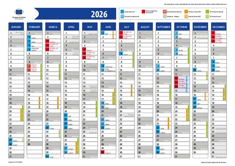 Ansicht des CoR Kalenders 2026
